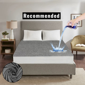 Jointless Recommended Premium & Export Quality Terry Cotton 100% Waterproof Fitted Style Mattress Protector- Colour Gray