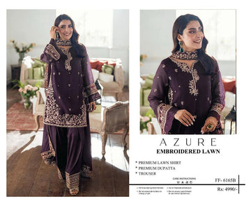 AZURE LAWN EMBROIDERED 3PC