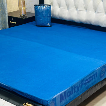 Jointless Recommended Premium & Export Quality Terry Cotton 100% Waterproof Fitted Style Mattress Protector- Colour Blue