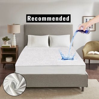 Jointless Recommended Premium & Export Quality Terry Cotton 100% Waterproof Fitted Style Mattress Protector- Colour White