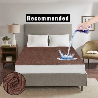 Jointless Recommended Premium & Export Quality Terry Cotton 100% Waterproof Fitted Style Mattress Protector- Colour Brown